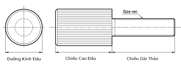 Bản vẽ kỹ thuật Vít Trụ Đầu Dài Có Khía Thép Hợp Kim LRLB4-16