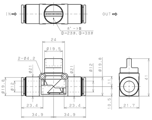 Bản vẽ kỹ thuật Van Tay Khí Nén Pisco HV12-12-2W