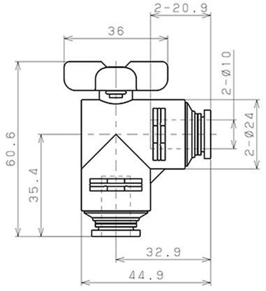 Bản vẽ kỹ thuật Van Bi Khí Nén Inox 304 Pisco BVLU60-1010SUS