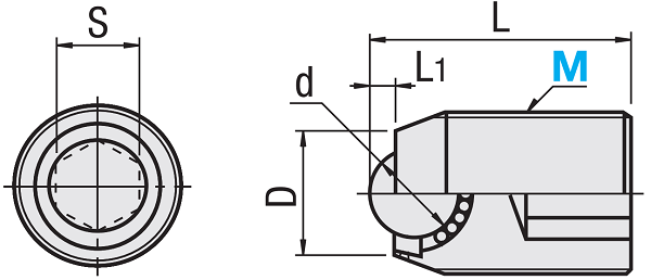 Bản vẽ kỹ thuật Con Lăn Bi Loại Vít Cấy Thân Inox 304 Bi Nhựa M12 BCSBJ12