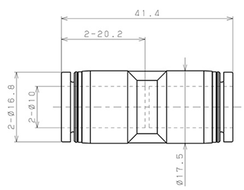 Bản vẽ kỹ thuật Đầu Nối Nhanh Khí Nén Thẳng Phi 10mm Pisco PU10