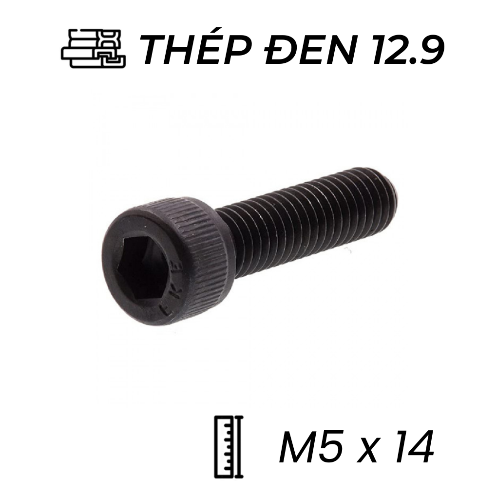 Lục Giác Chìm Đầu Trụ Thép Đen 12.9 DIN912 M5x14