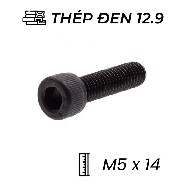 Lục Giác Chìm Đầu Trụ Thép Đen 12.9 DIN912 M5x14