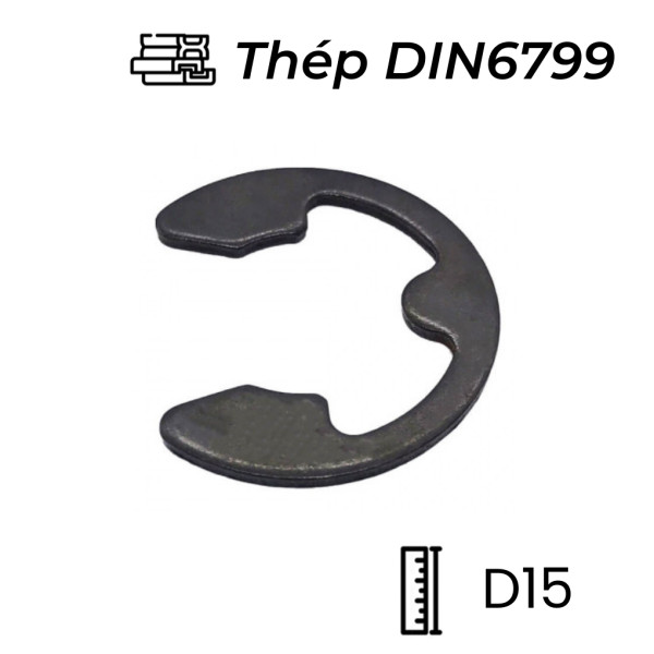 Phe Gài Trục Chữ E Thép DIN6799 D15 (5Cái/Bịch)