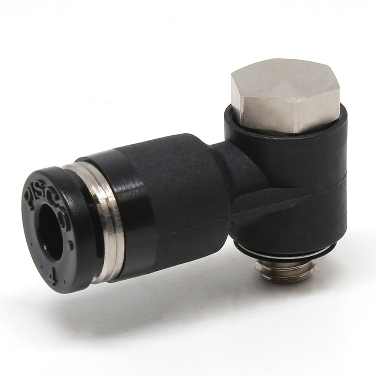Đầu Nối Nhanh Khí Nén Cong 90° Đầu Lục Giác Trụ Ren Ngoài Pisco PH4-M5-C