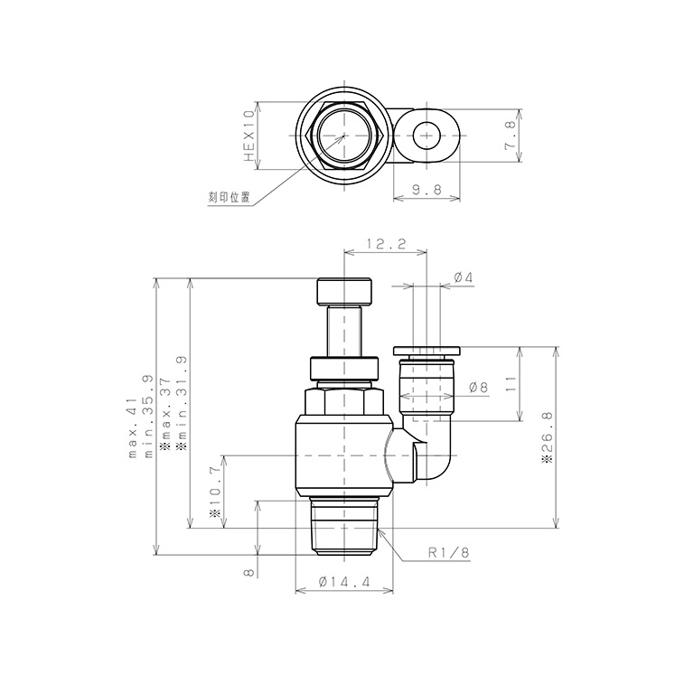 Bản vẽ kỹ thuật Van Tiết Lưu Khí Nén Lưu Lượng Thấp Pisco JSS4-01AL