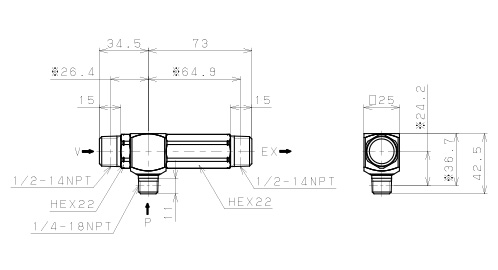 Bản vẽ kỹ thuật Bộ Tạo Chân Không Dòng VRL Pisco VRL200-N4N2N4