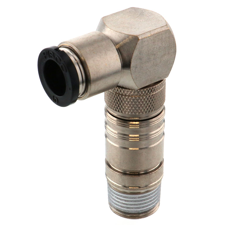 Bộ Đầu Ngạnh Nối Ống Dẫn Điều Khiển Nhiệt Độ Khuôn Đúc Dạng Cong 90°, Có Van Tự Ngắt Pisco ASL10-1003