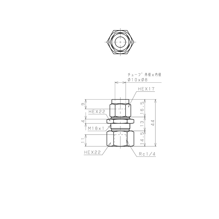 Bản vẽ kỹ thuật Đầu Ngạnh Nối Ống Có Đai Ốc Xiết Dạng Lắp Vách Ren Trong Pisco NSMF1080-02