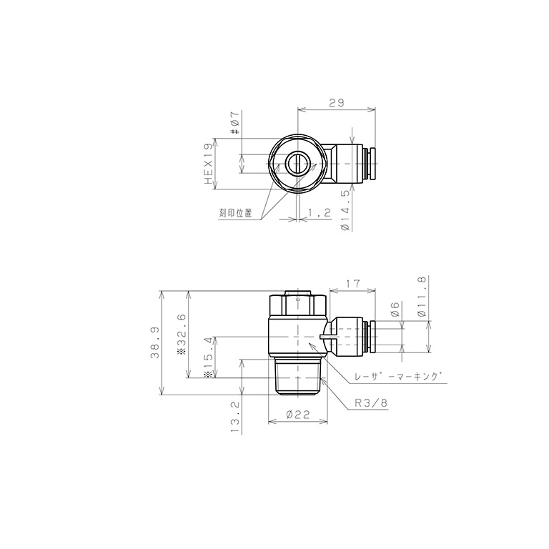 Bản vẽ kỹ thuật Van Tiết Lưu Khí Nén Đầu Vít Dẹp Pisco JSDC6-03AW