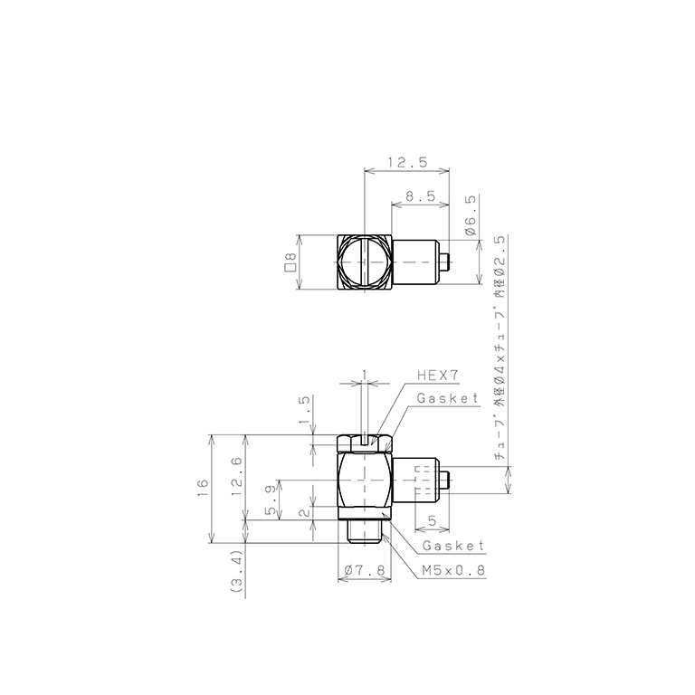 Bản vẽ kỹ thuật Đầu Ngạnh Nối Ống Có Đai Ốc Dạng Cong 90° Đầu Lục Giác Ren Ngoài Pisco LHN-0425-M5-C