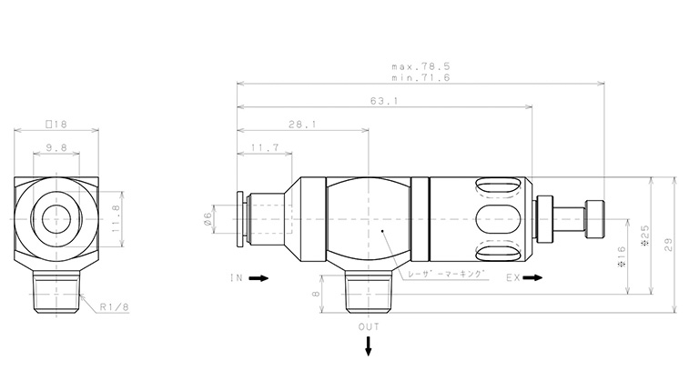 Bản vẽ kỹ thuật Van Xả Nhanh Khí Nén Pisco EQ02-C06P01E