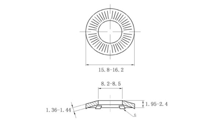 Bản vẽ kỹ thuật Lông Đền Tiếp Xúc Thép Mạ Kẽm SN70093 M8