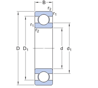 Bản vẽ kỹ thuật Vòng Bi Cầu Rãnh Sâu SKF 618/6 (6x13x3.5) Không Nắp