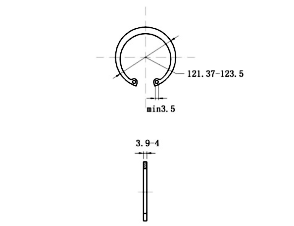 Bản vẽ kỹ thuật Phe Gài Lỗ Thép 65Mn DIN472 D115x4.0