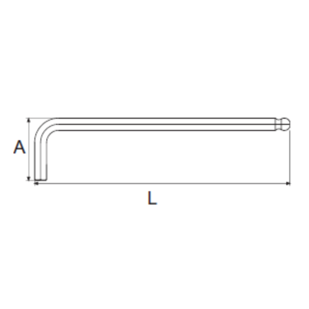 Bản vẽ kỹ thuật Cây Lục Giác 1.5 mm Đầu Bi Chữ L Dài SATA 81104