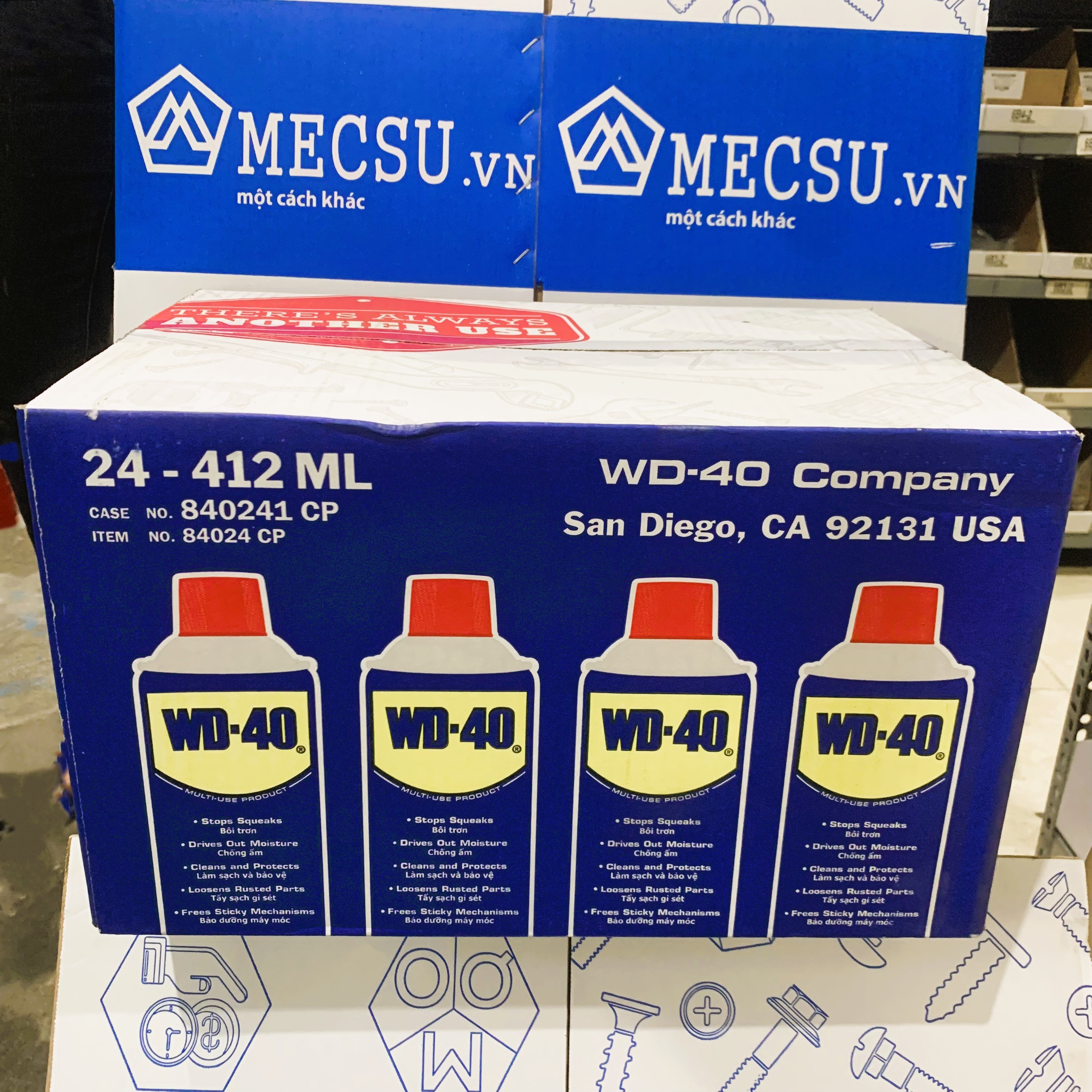 Thùng 24 Chai Xịt Đa Năng Bôi Trơn Chống Rỉ Sét WD 40 (412ml)