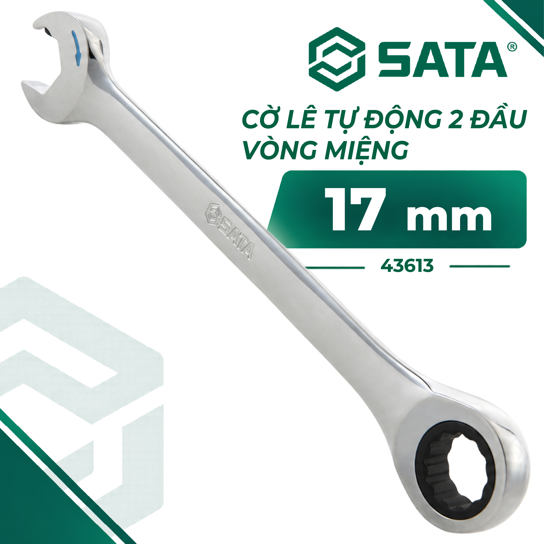 Cờ Lê Tự Động 2 Đầu Vòng Miệng 17 mm SATA 43613