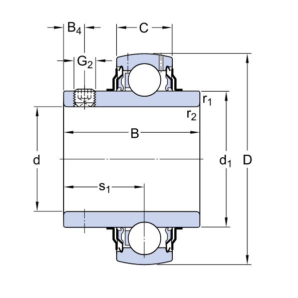 Bản vẽ kỹ thuật Vòng Bi Cho Gối Đỡ SKF UC 208