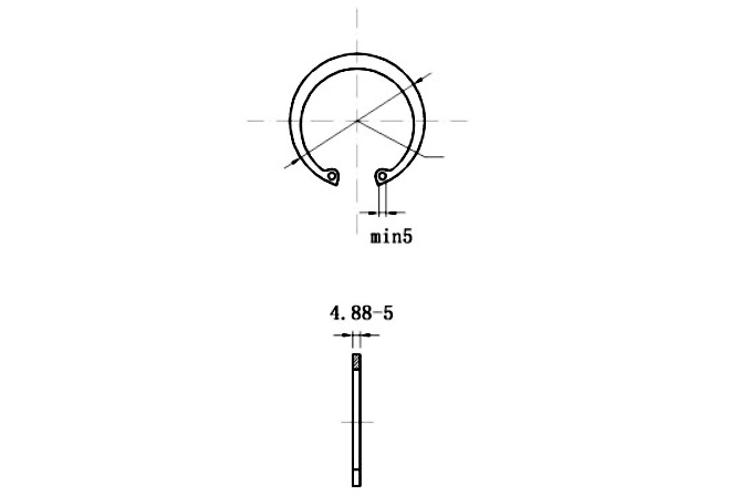 Bản vẽ kỹ thuật Phe Gài Lỗ Thép 65Mn DIN472 D270x5.0