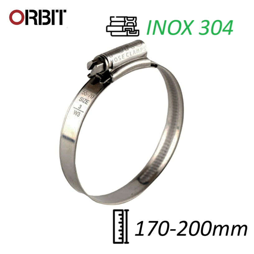 Đai Siết Cổ Dê Inox 304 - Orbit Dùng Cho Ống 170-200mm