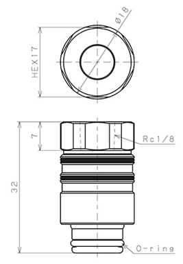 Bản vẽ kỹ thuật Thân Đầu Ngạnh Nối Ống Dẫn Điều Khiển Nhiệt Độ Khuôn Đúc Dạng Thẳng Ren Trong Pisco AKC10-01FP