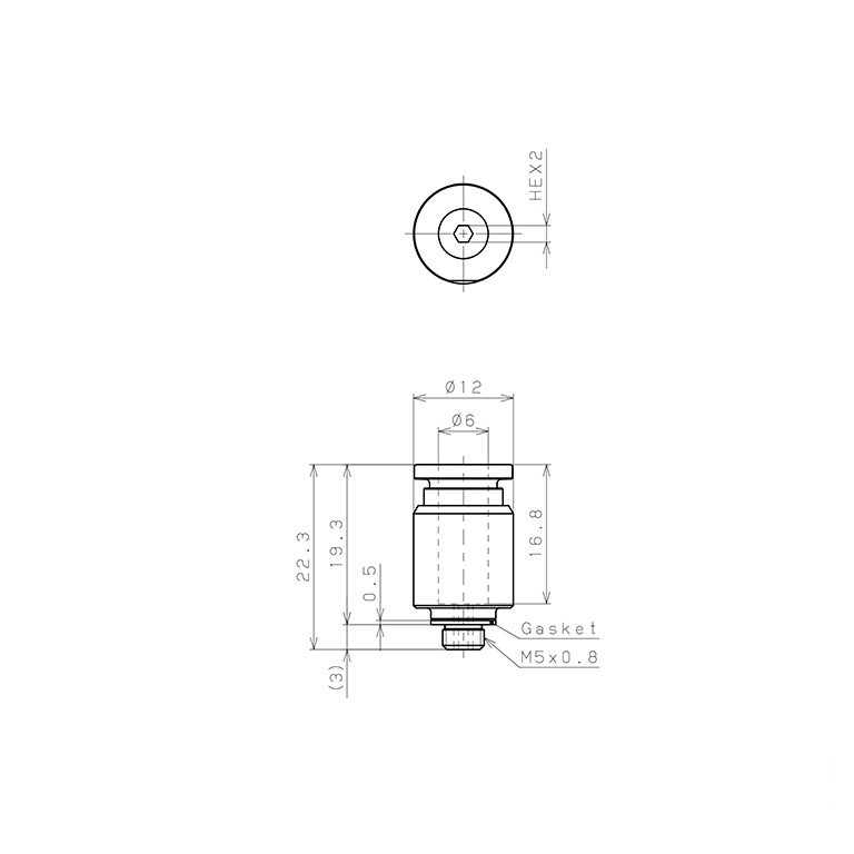 Bản vẽ kỹ thuật Đầu Nối Nhanh Khí Nén Dạng Thẳng Ren Ngoài Pisco SSPOC6-M5-C