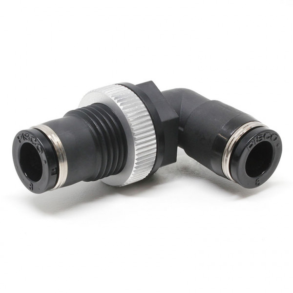 Đầu Nối Nhanh Khí Nén Cong 90° Ren Ngoài Lắp Kẹp Vách Pisco PML8-UC