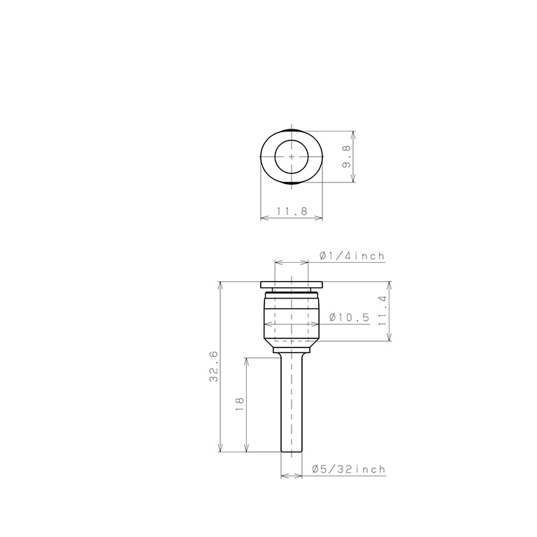 Bản vẽ kỹ thuật Đầu Nối Nhanh Khí Nén Giữa Ống Khí Và Fitting Dạng Nối Giảm Pisco PGJ5/32-1/4M