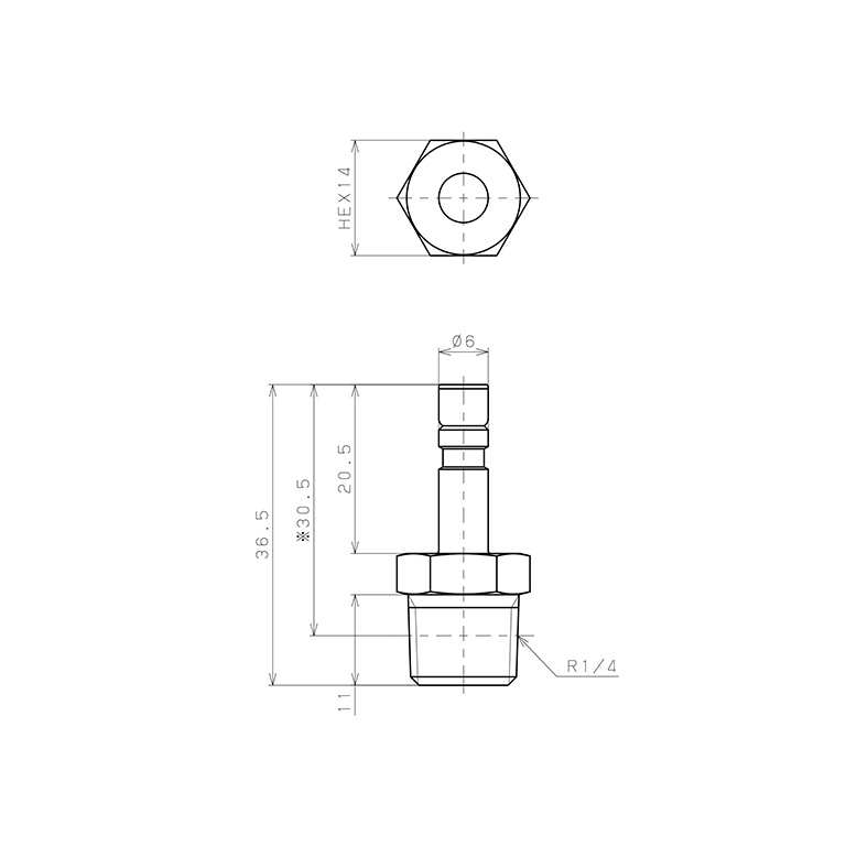 Bản vẽ kỹ thuật Đầu Nối Ren Đực Và Fitting Pisco PTJ6-02-C