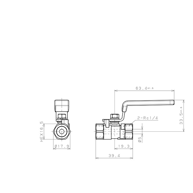 Bản vẽ kỹ thuật Van Bi Khí Nén Inox 316, Loại 10 Pisco NSBVF10-02