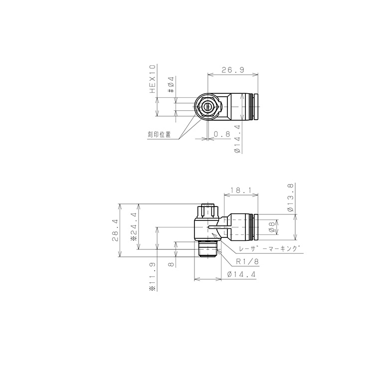 Bản vẽ kỹ thuật Van Tiết Lưu Khí Nén Đầu Vít Dẹp Pisco JSDC8-01B-C