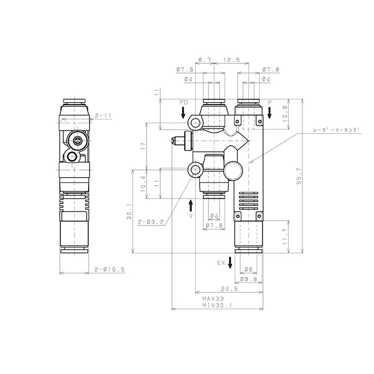 Bản vẽ kỹ thuật Bộ Tạo Chân Không Dòng VY Pisco VYL05-444J