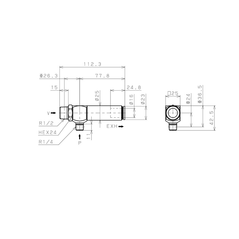 Bản vẽ kỹ thuật Bộ Tạo Chân Không Dòng VRL Pisco VRL300-040216