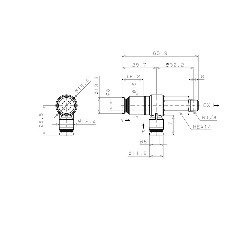 Bản vẽ kỹ thuật Bộ Tạo Chân Không Dòng VRL Pisco VRL50-080601
