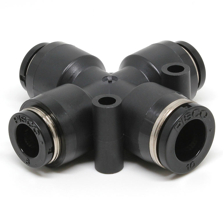 Đầu Nối Nhanh Khí Nén Ngã 4 Dạng Nối Giảm Pisco PZC10-8