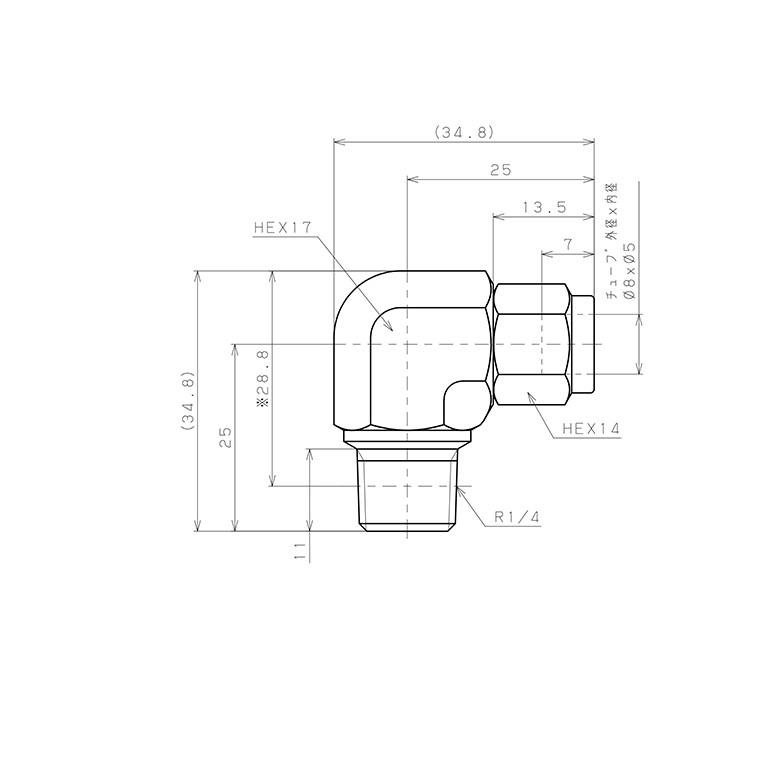 Bản vẽ kỹ thuật Đầu Ngạnh Nối Ống Có Đai Ốc Xiết Dạng Cong 90° Ren Ngoài Pisco NSL0850-02-TP