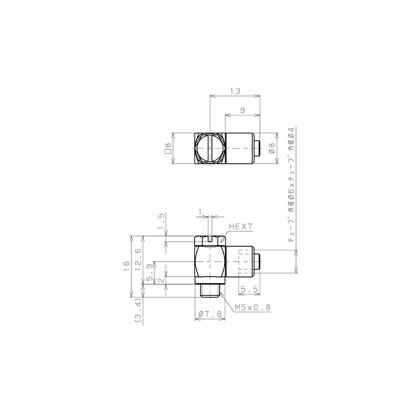Bản vẽ kỹ thuật Đầu Ngạnh Nối Ống Có Đai Ốc Dạng Cong 90° Đầu Lục Giác Ren Ngoài Pisco LHN-0640-M5