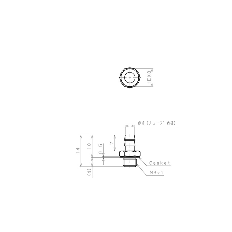 Bản vẽ kỹ thuật Đầu Ngạnh Nối Ống Dạng Thẳng Thân Lục Giác Ren Ngoài Pisco LC-0640-M6