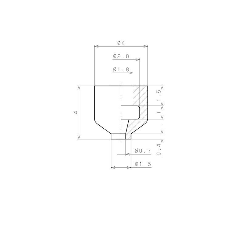 Bản vẽ kỹ thuật Đầu Nấm Hút Chân Không, Cao Su Fluoro, O.D 1.5 mm, Pisco VP1.5RMF