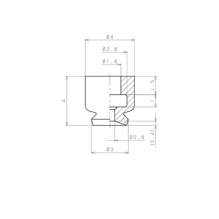 Bản vẽ kỹ thuật Đầu Nấm Hút Chân Không, Cao Su Nitrile - NBR, O.D 3 mm, Pisco VP3RMN