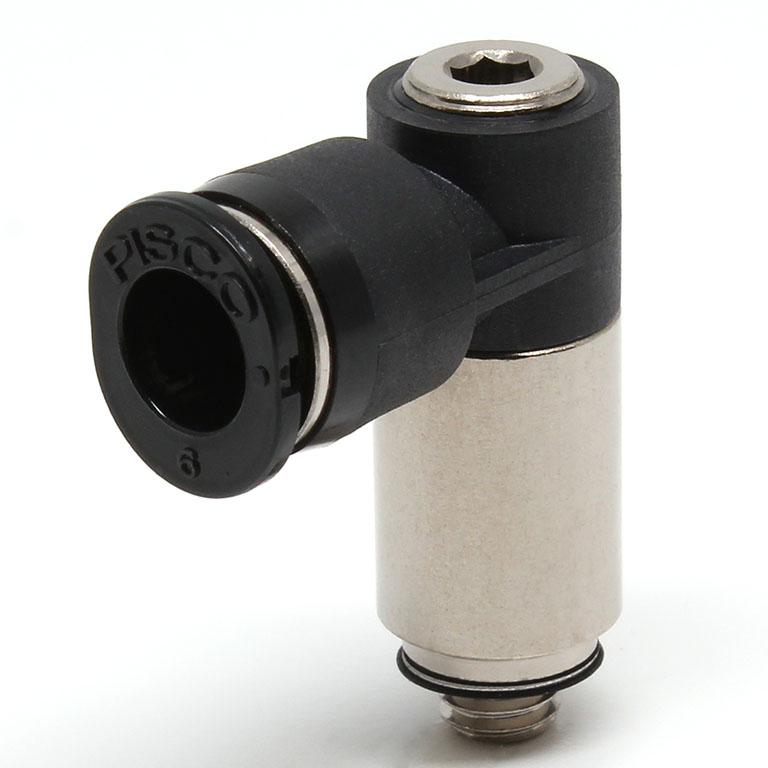 Đầu Nối Nhanh Khí Nén Dạng Cong 90° (Dài) Đầu Lục Giác Chìm Ren Ngoài Pisco POLL6-M5MW-C