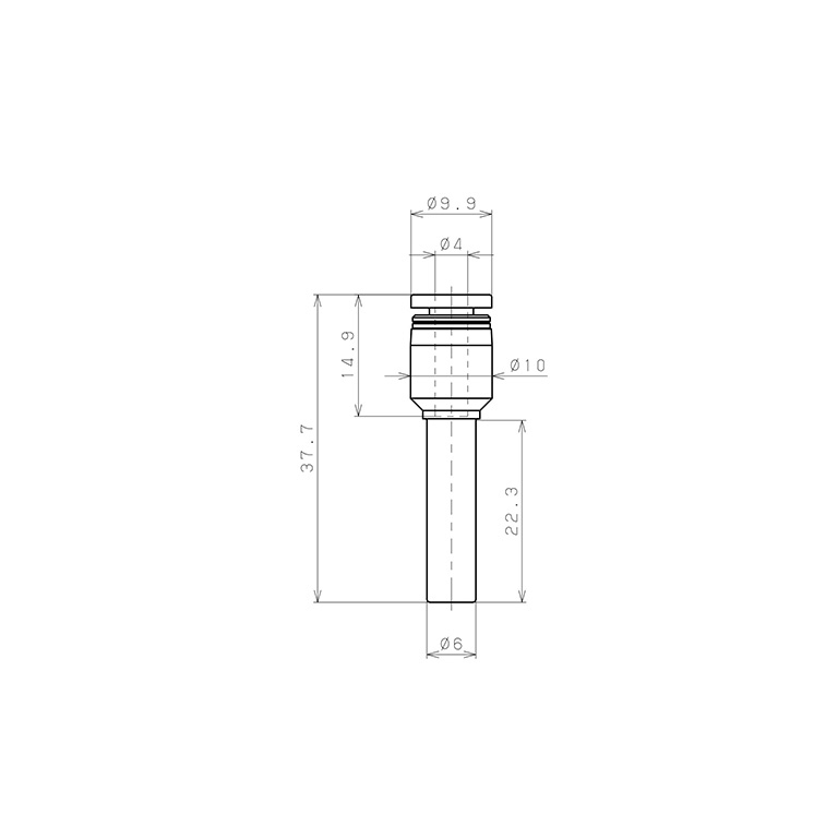 Bản vẽ kỹ thuật Đầu Nối Nhanh Khí Nén Giữa Ống Khí Và Fitting Dạng Nối Giảm Pisco PGJ6-4W-C