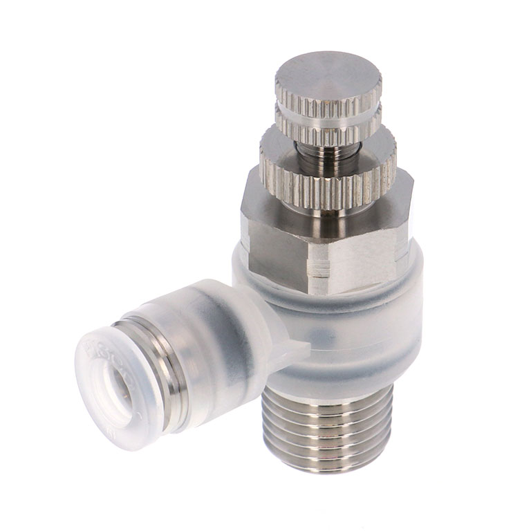Van Tiết Lưu Khí Nén Chân Kim, Nhựa PP Và Inox 304 Pisco PJNC6-02-F-S-C