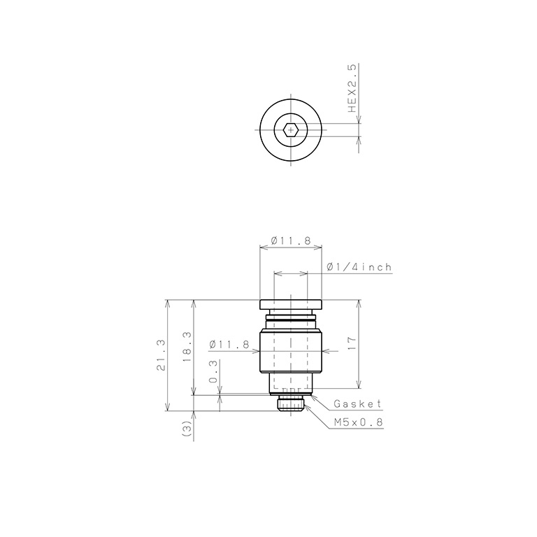 Bản vẽ kỹ thuật Đầu Nối Nhanh Khí Nén Dạng Thẳng Ren Ngoài Pisco POC1/4-M5-UC