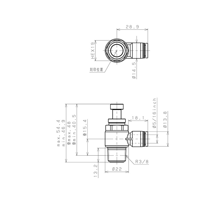 Bản vẽ kỹ thuật Van Tiết Lưu Khí Nén Pisco JSC5/16-03A