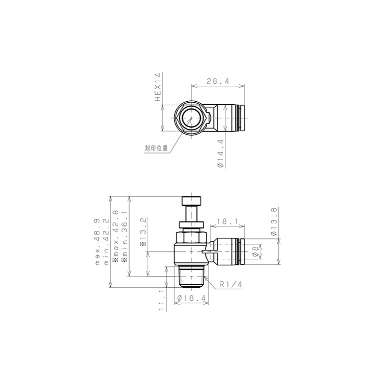 Bản vẽ kỹ thuật Van Tiết Lưu Khí Nén Pisco JSC8-02B-C