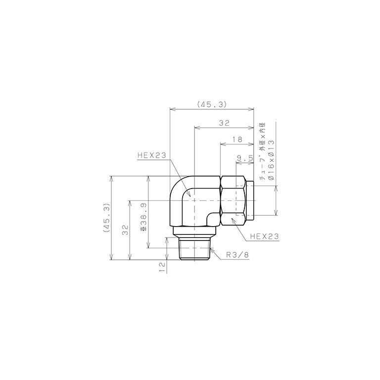 Bản vẽ kỹ thuật Đầu Ngạnh Nối Ống Có Đai Ốc Xiết Dạng Cong 90° Ren Ngoài Pisco NSL1613-03-TP