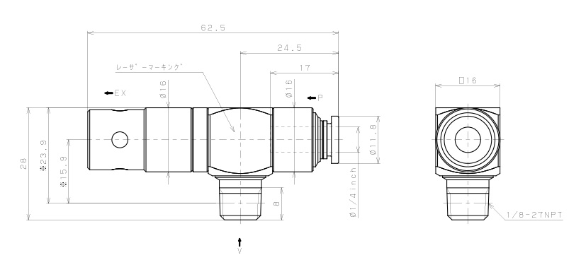Bản vẽ kỹ thuật Bộ Tạo Chân Không Dòng VM - VC Pisco VCH10-N1-1/4C