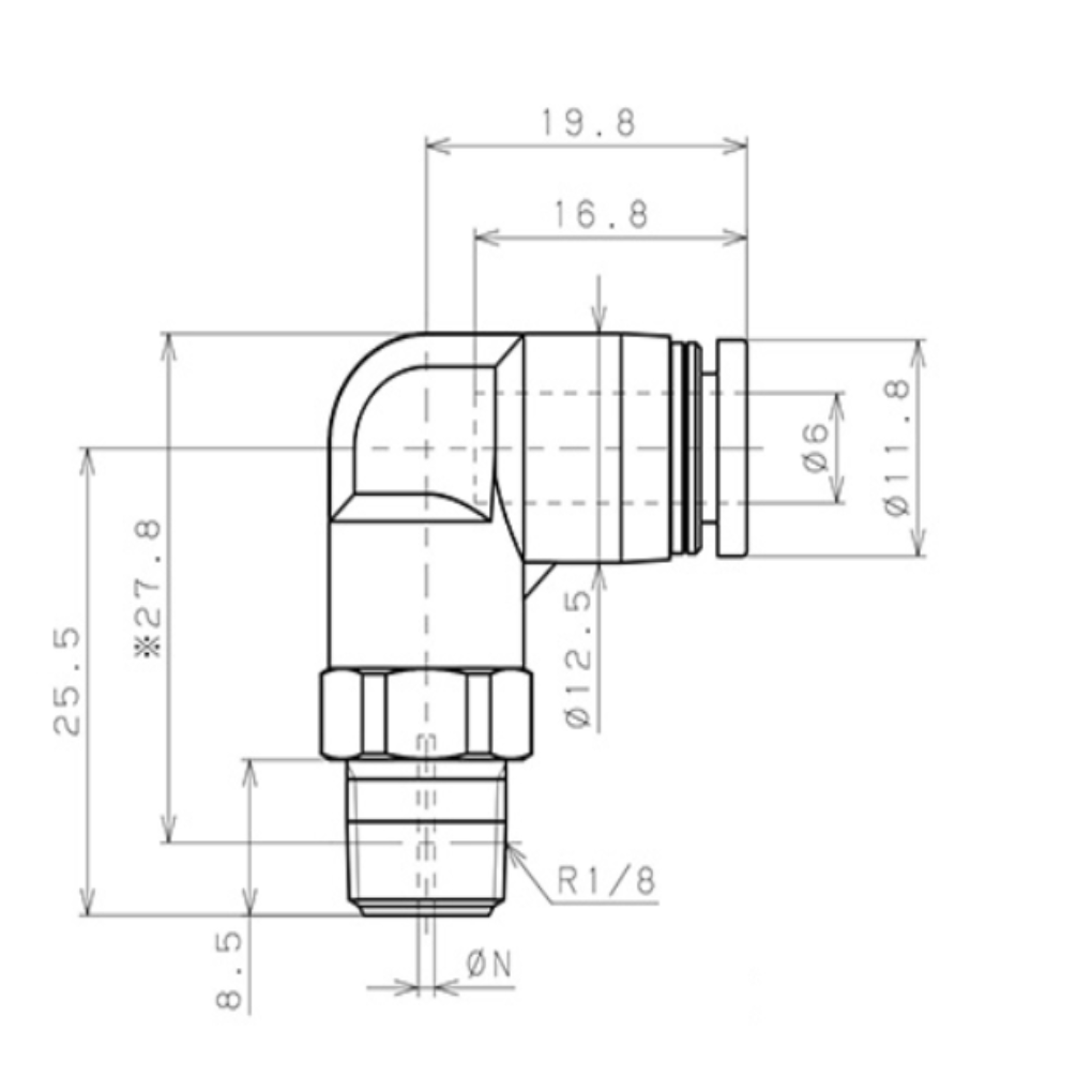 Bản vẽ kỹ thuật Van Lưu Lượng Cố Định Pisco JKL1/4-N2BU1.9